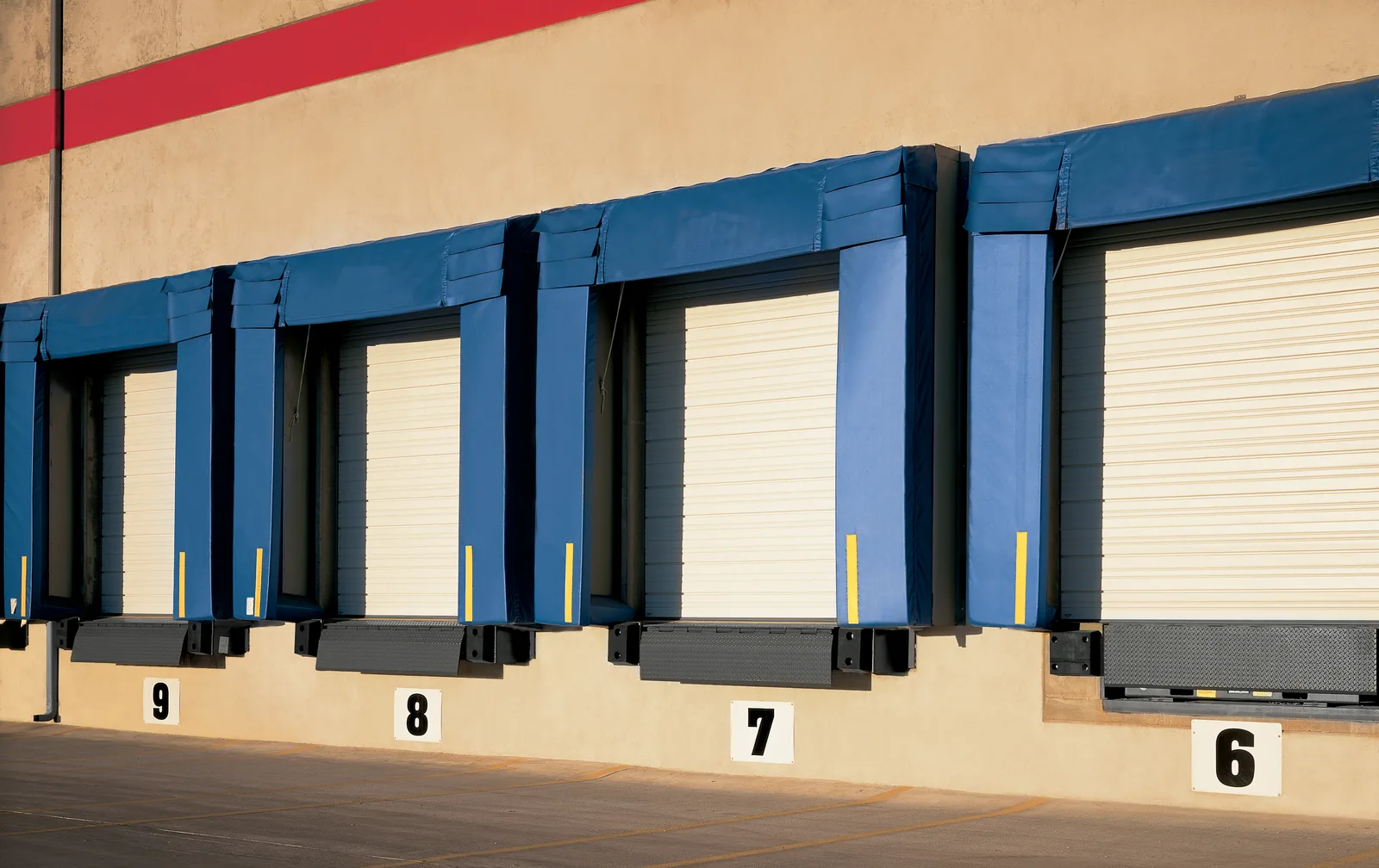 Row of loading dock doors